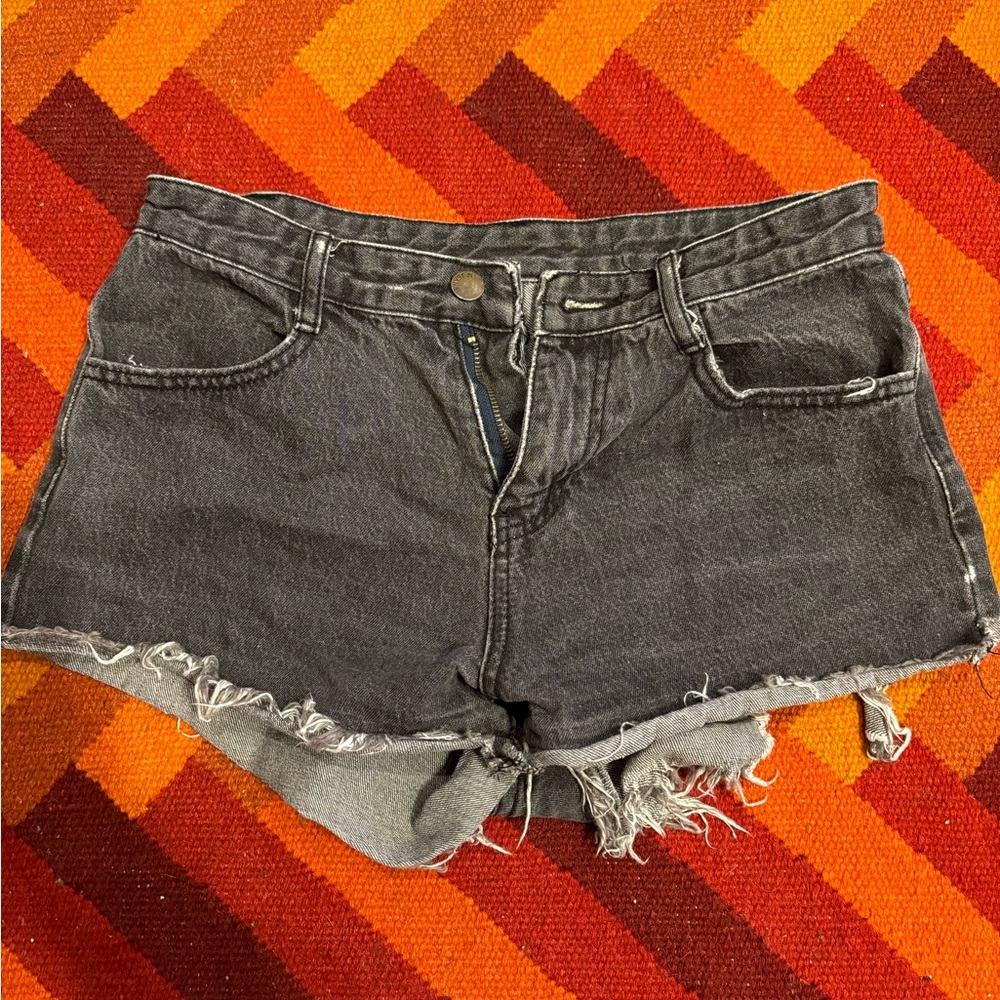 Black denim shorts